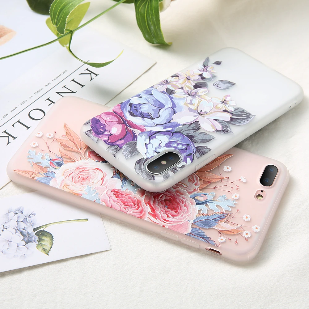 KISSCASE Soft Case For Xiaomi Mi 9 8 SE Pro Lite A1 A2 Pocophone F1 Cases For Xiaomi Mi Mix Max 3 2 2S TPU Relief Flower Cover