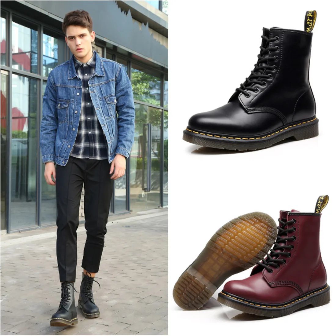 Chaussures Martin white Martens Tendance De Homme Dor black red Cuir red Cercle black Tête Vêtements Velvet Amoureuses Travail Bottes En Véritable White Compagnon Femme Locomotive Cashmere Velvet Court PXTwZOiklu