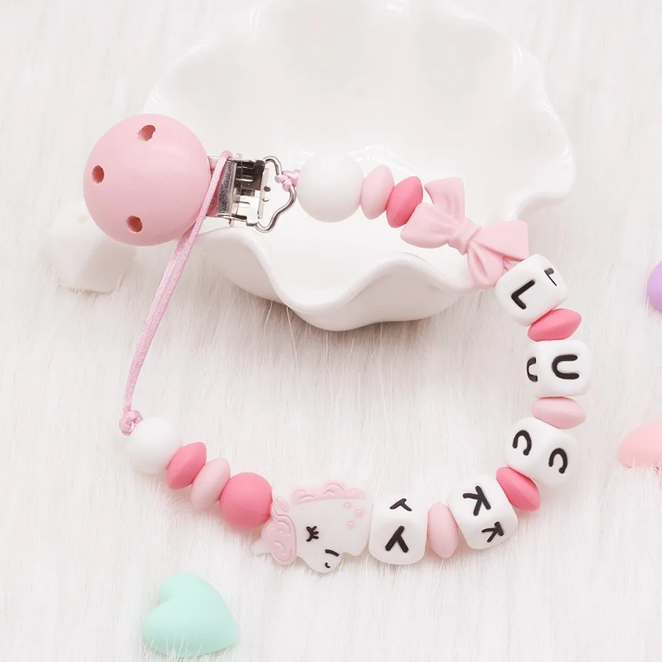 

New Personalized Name dummy clip pacifier clips Silicone Pacifier Chain Pacifier Clips Holder Chain