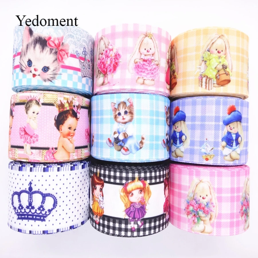 18091907 1 &quot25 мм 1/2&quot 38 10 ярдов мультфильм печатных grosgrain ленты DIY волос банты ручной