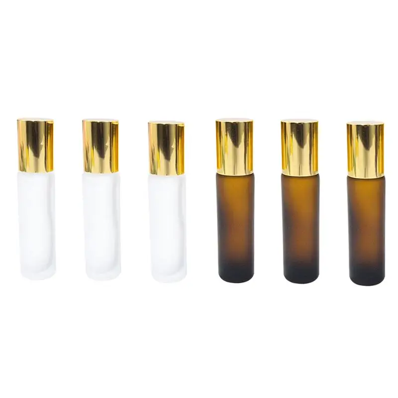 

6pcs Portable Coffee 10ML Transparent Oil Roller Bottles Mini Bottles Glass Bottles for Women Perfumes Essential Oil Girls