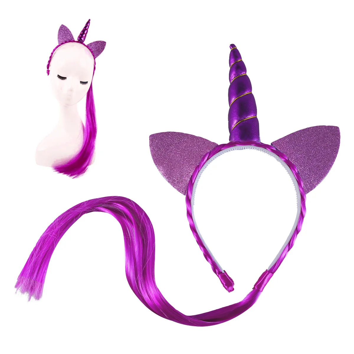 

Unicorn Shaped Novelty Costume Wig Headband Hair Accessory For Party Costume Favors Decoration