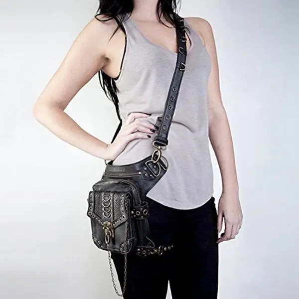 

Steampunk Retro Motorcycle Bag Lady Bag Retro Rock Gothic Goth Shoulder Waist Bags Packs