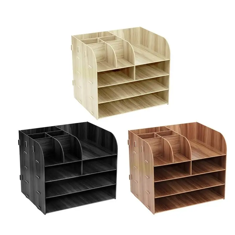 

Storage Box Large Desktop Drawer Wooden File Rack Compartments Design Books Cosmetic Storage Shelf Home Decoration