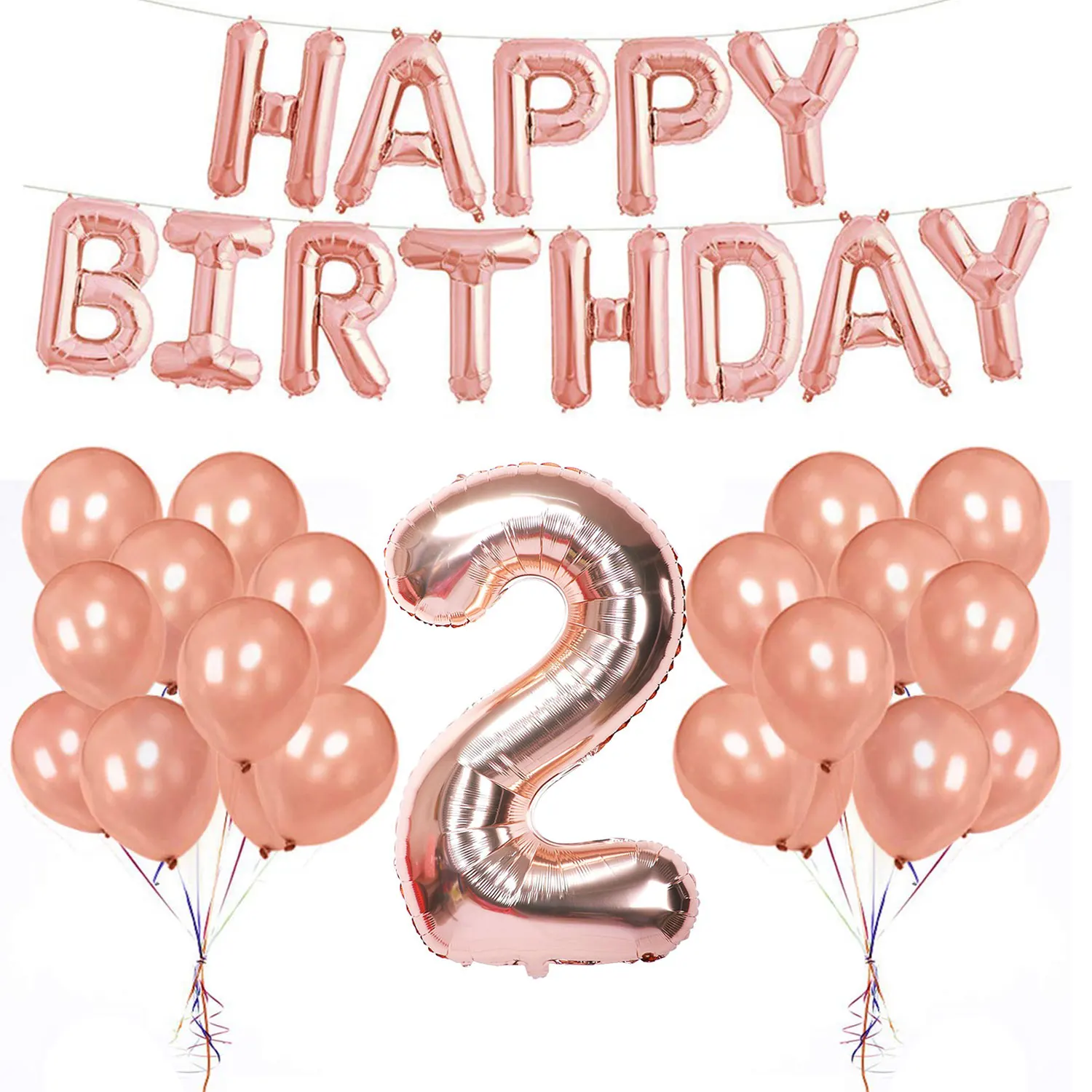 

ZLJQ Rose Gold Confetti Latex Balloons 12 Inch Birthday Party Balloon For 2nd Kid Happy Birthday Baby Shower Decoration Supplies