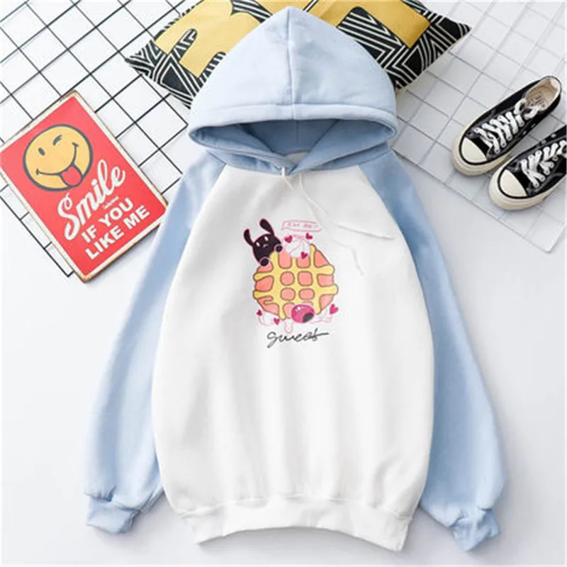 

Autumn Winter Long-Sleeved Cartoon Print Pullovers Hoodies Ulzzang Women Kawaii Sweatshirt Ladies Oversized Tracksuit Streetwear