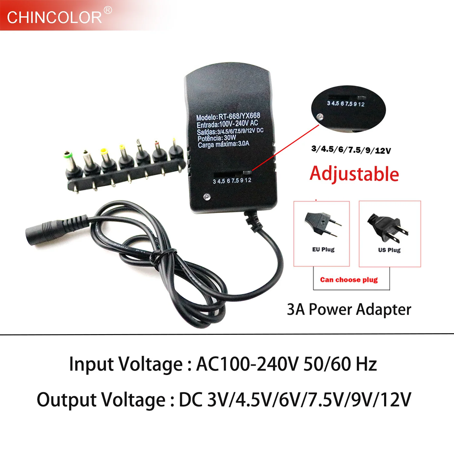 Адаптер питания 3A с регулируемым напряжением зарядное устройство трансформатор