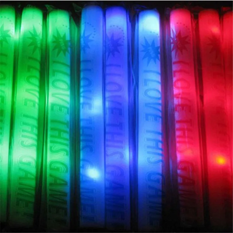 

24pcs Single Color LED Foam glow sticks for wedding party Fans Cheering Foam Sticks Light Up Sponge Stick For Birthday Supplies