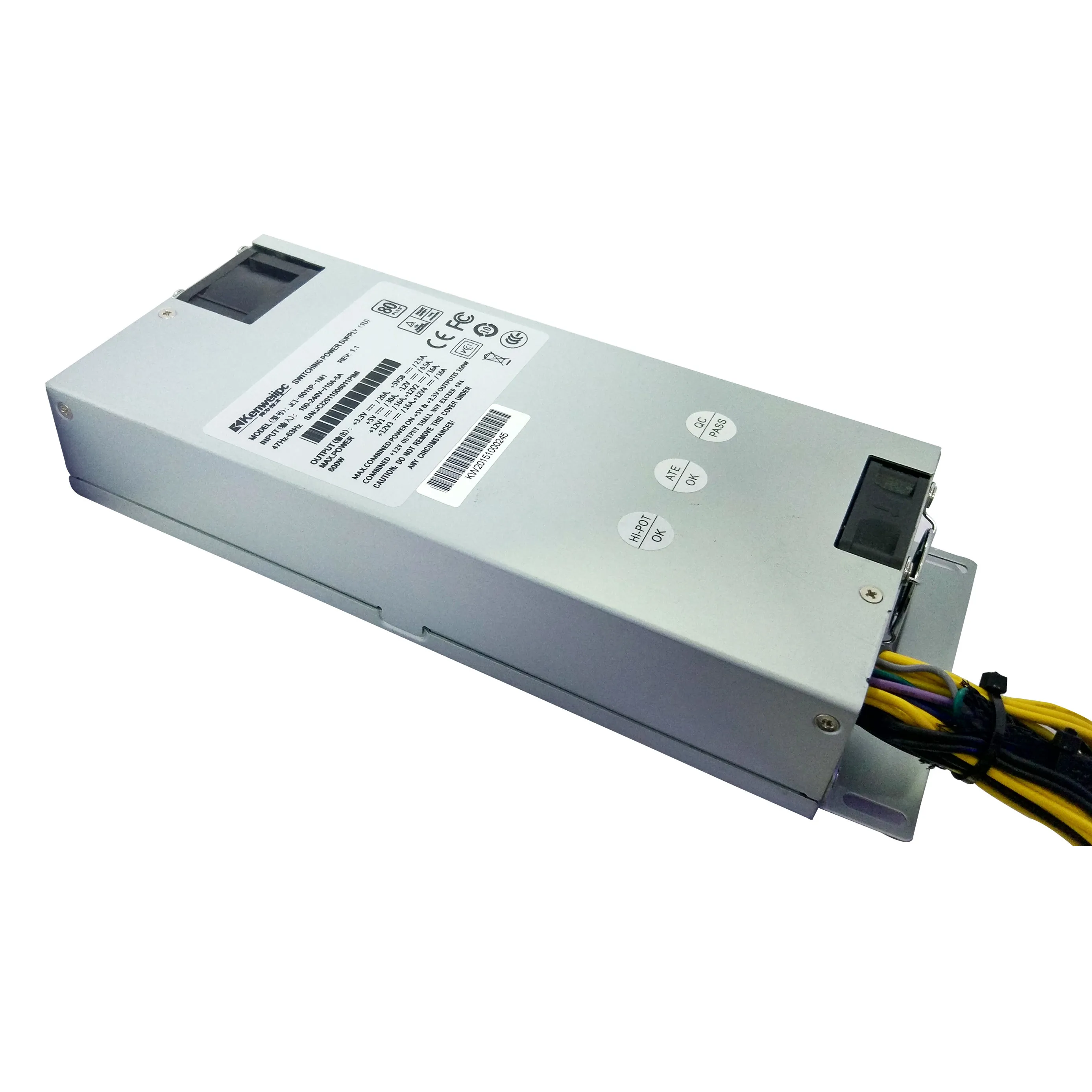 

rack-mounted rated 600W 1U power supply industrial server IPC power JCI-6011P-1M1 2 fans with the switch and active PFC