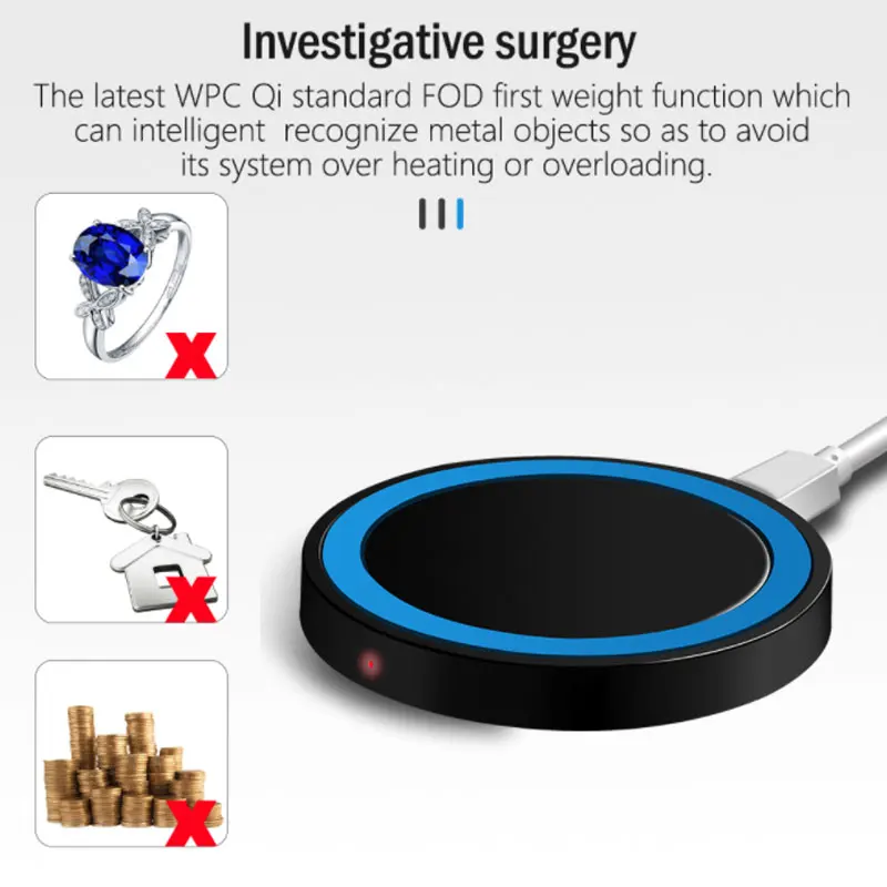 Беспроводное зарядное устройство Qi для мобильного телефона, Универсальное портативное тонкое зарядное устройство, Аксессуары для мобильных телефонов, низкая мощность