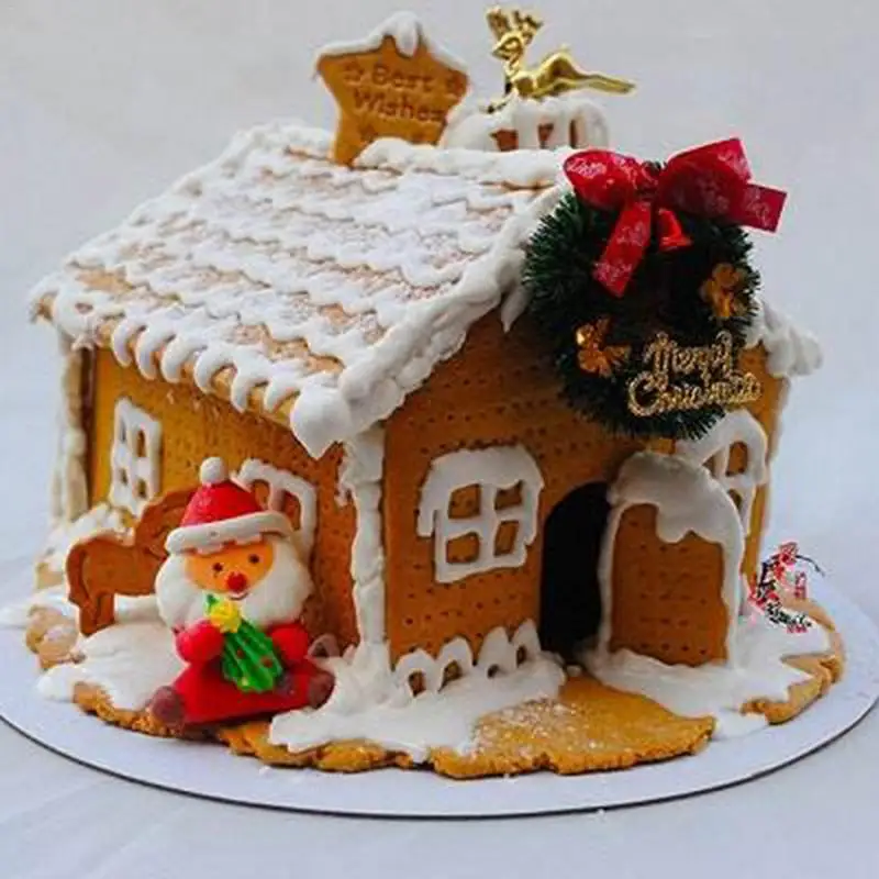 

Silicone 3D Gingerbread And Chocolate House Mold For Christmas Tree Decorating Lovely Couple Cookie Cake Bakeware Mould
