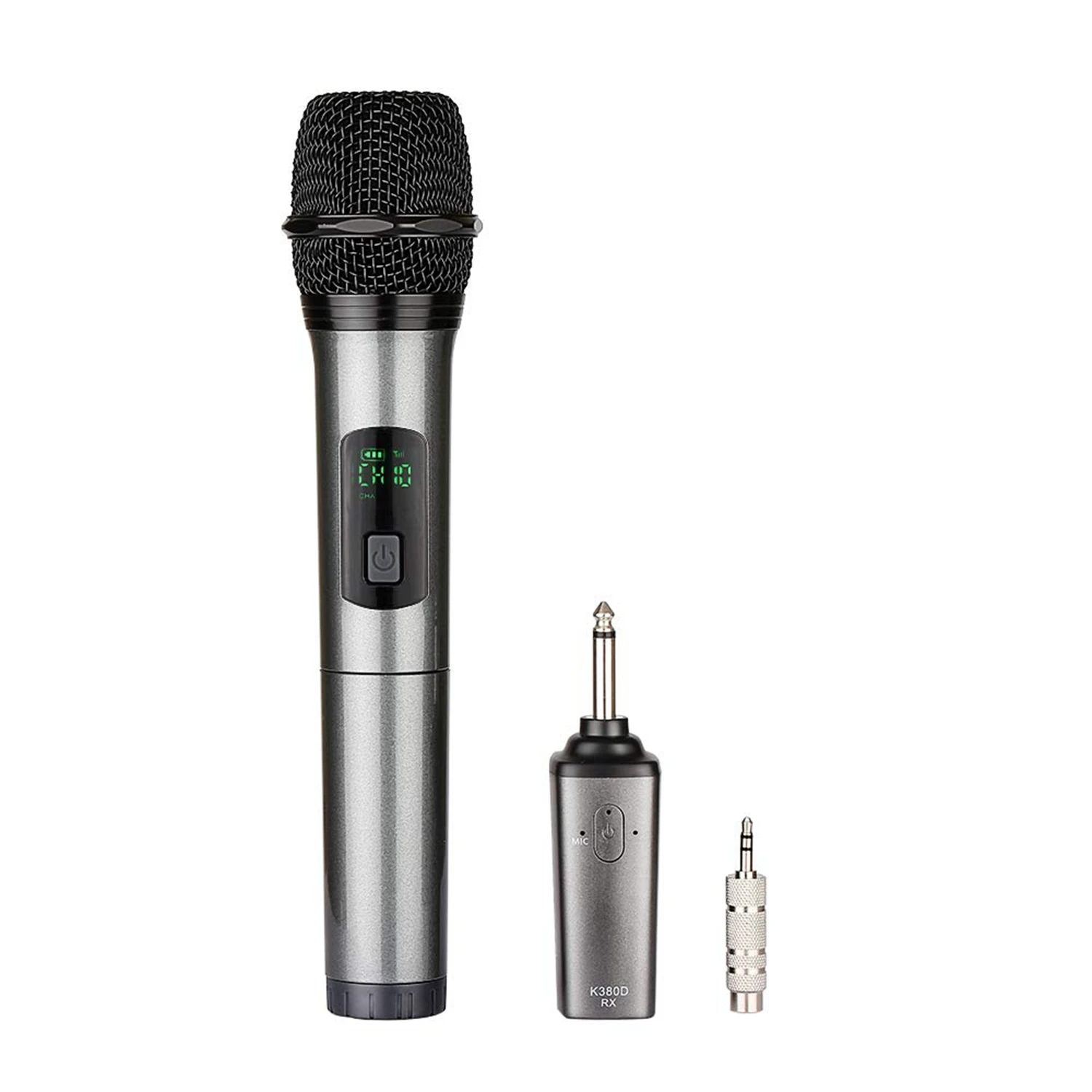 

Bluetooth Wireless Microphone,Uhf Handheld Dynamic Microphone With Rechargeable Receiver And 3.5Mm Adapter