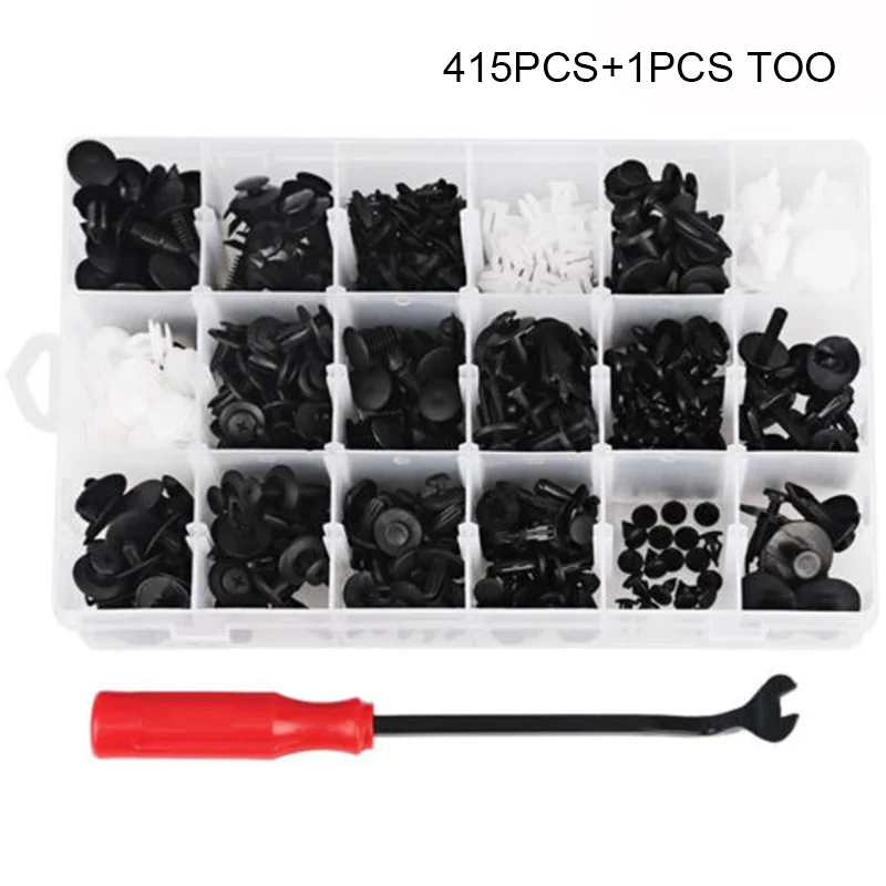 

415 Pcs Auto Fastener Vehicle Car Various Plastic Rivet Fastener Push Pin Bumper Clips Door Panel Fender Liner With Remover Tool