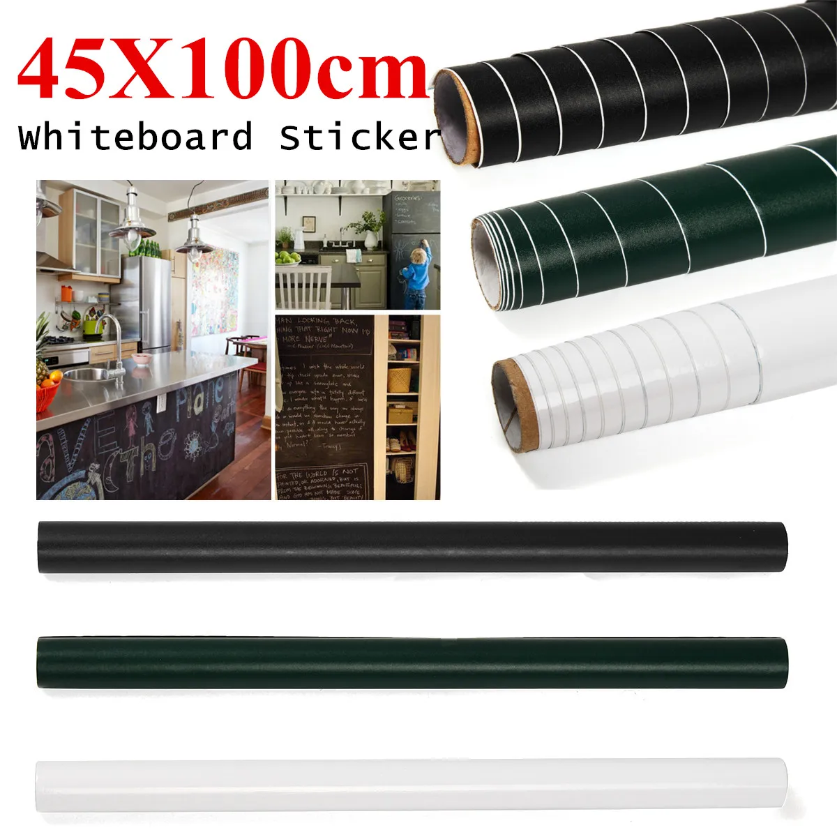 

45X100cm Removable WhiteBoard Paper Wall Sticker Dry Board Office Decal Drawing Board Kids Early Learning Tool