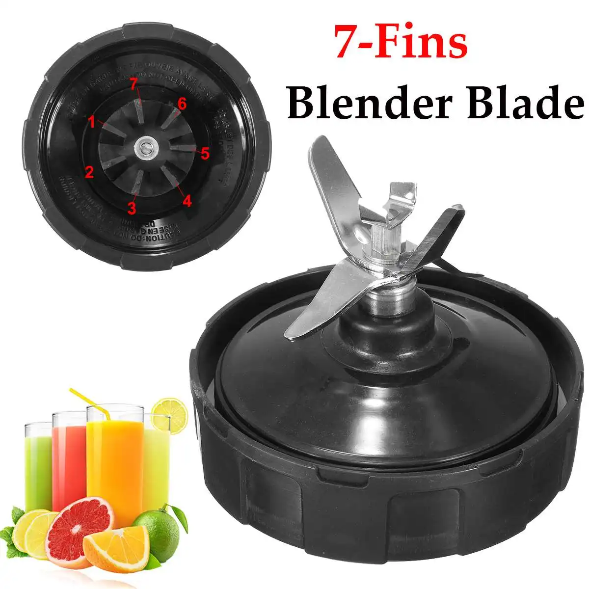 Stainless Steel Silver Blenders Parts 7 Fins Blade Replacement Blenders Parts For NUTRI NINJA BL450 Auto-iQ BL481 BL482 Stainless Steel Silver Blenders Parts 7 Fins Blade Replacement Blenders Parts For NUTRI NINJA BL450 Auto-iQ BL481 BL482