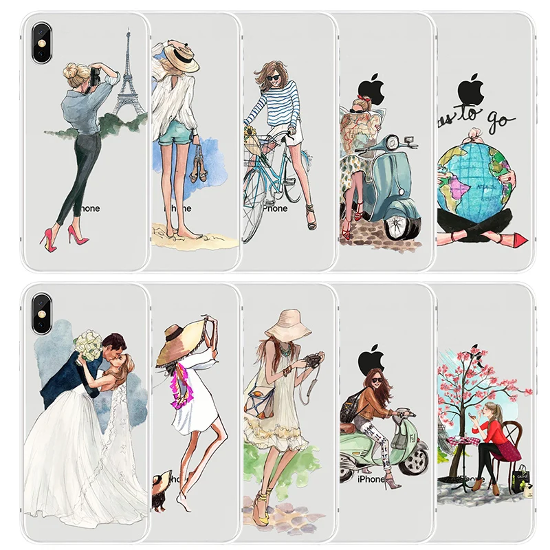 

Phone Cases For iPhone X XS Fashion Traveling Girls Design Beautiful Girl Back Cover for Apple iPhone XR XS MAX Case