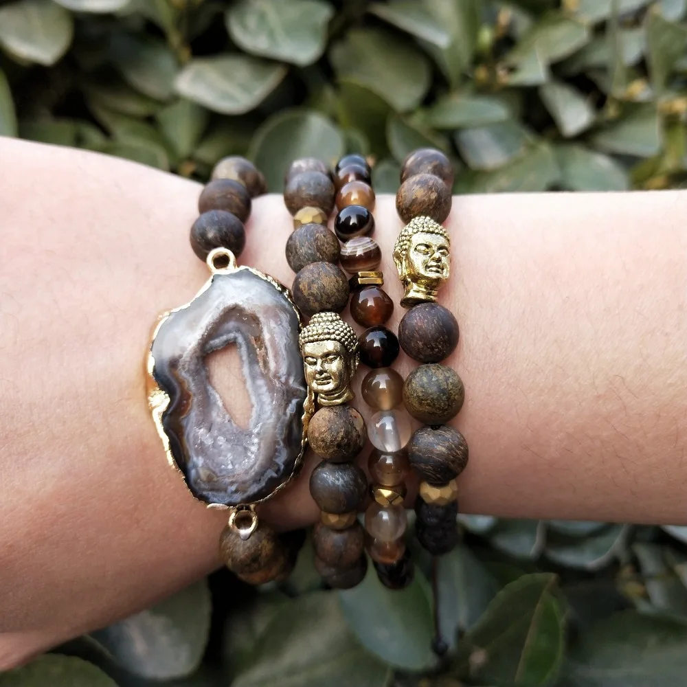 

Lii Ji Natural Drusy Druzy Pendant Bronzite Buddha Hematite Crystal Healing Power Stone Bracelet Women Men Gift Dropshipping