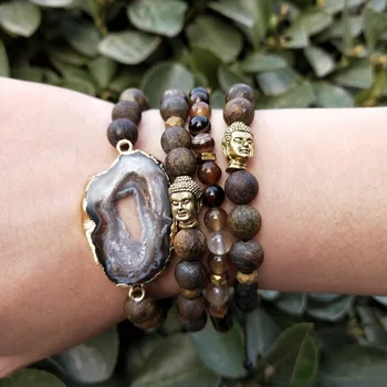 

Lii Ji Natural Drusy Druzy Pendant Bronzite Buddha Hematite Crystal Healing Power Stone Bracelet Women Men Gift Dropshipping