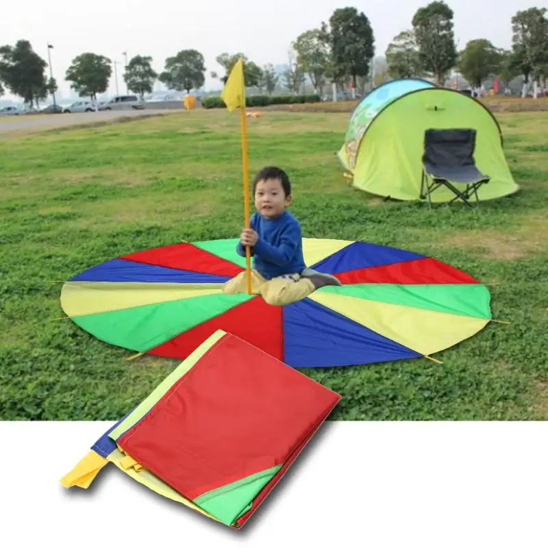 

2m Kid Sports Outdoor Rainbow Umbrella Parachute Toy Development Outing Camping Interactive Toy for Jump-Sack Ballute Play