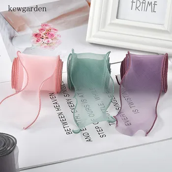 

Kewgarden DIY Hairbow Accessories Satin Ribbon Wavy Edge Voile Ribbons Handmade Tape Packing Wedding About 50-60mm 5 Meters