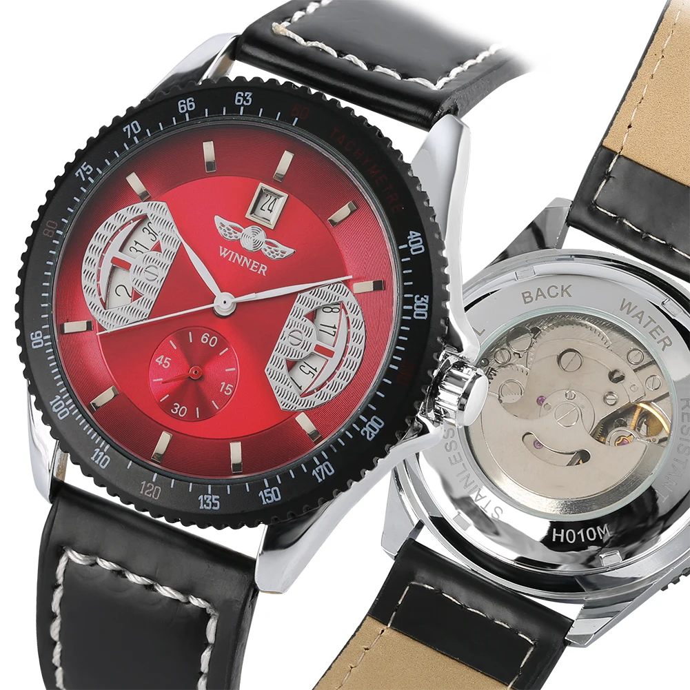 

2019 Unique Luxury Watch Automatic Men Mechanical Movement Creative Dial Steampunk Watch Leather Strap reloj automtico mujer