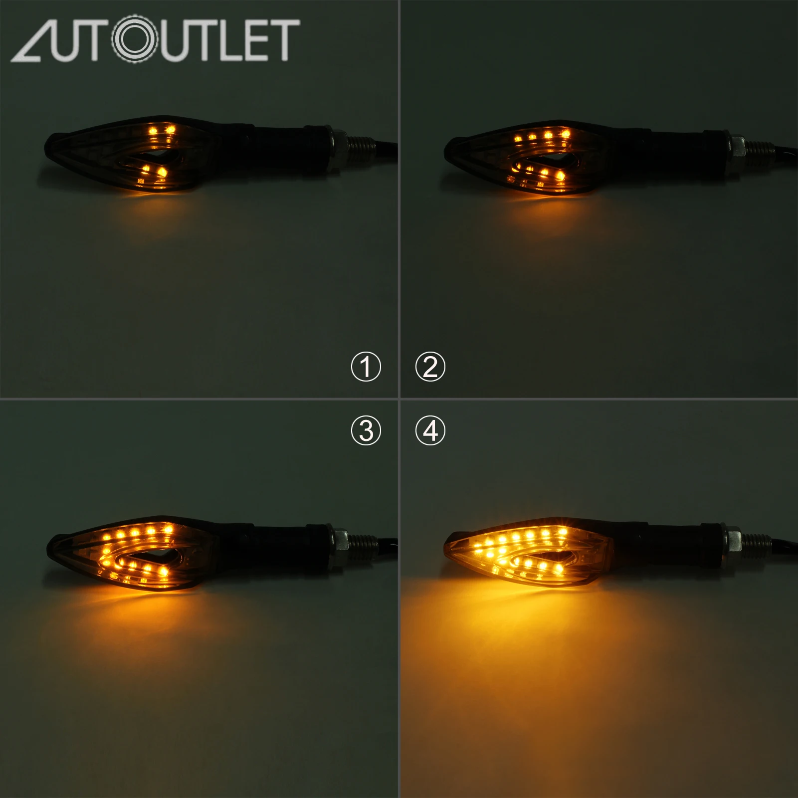 

AUTOUTLET 4X Motorcycle Turn Signals Motocross Flowing Water LED Blinker Flexible Tail Light Motorbike Indicator Lamp Scooter
