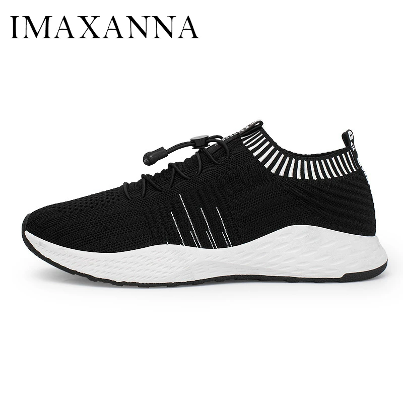 

IMAXANNA Men Sneaker Elastic Band Walking Mesh Sport Shoe Breathable Sock Shoes Man Flat Daddy Shoes Fashion Men's Running Shoe