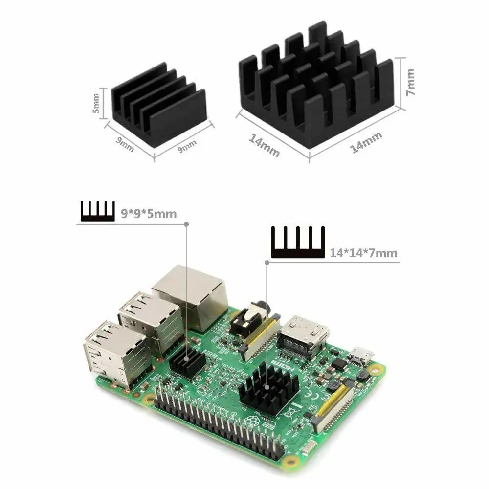 Aokin 12 шт. для Raspberry Pi радиатор алюминиевый медный охлаждающий набор охлаждающая