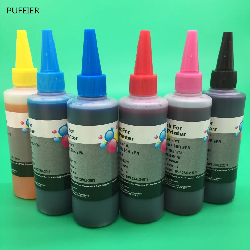 

6 Bottles T0801-T0806 Dye Based Ink For Epson P50 PX820FWD PX830FWD PX700W PX710W PX800FW PX810 PX650 PX50 PX660 PX720WD PX730WD