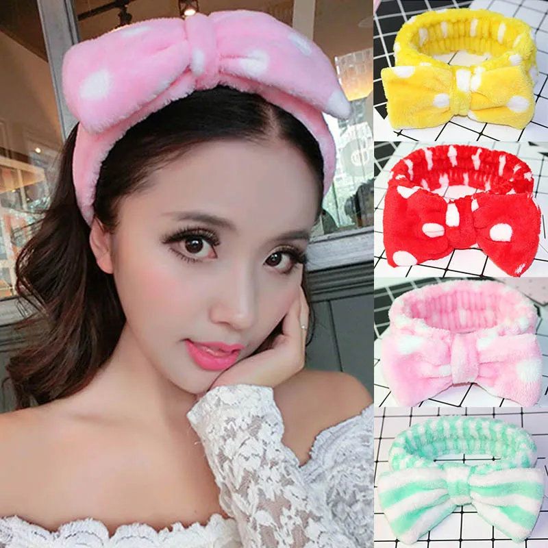 

Multifunction Stripe Dot Print Girl Hairband Soft Wrap Band Elastic Bath Hair Bands Bathroom Accessories Women Supplies