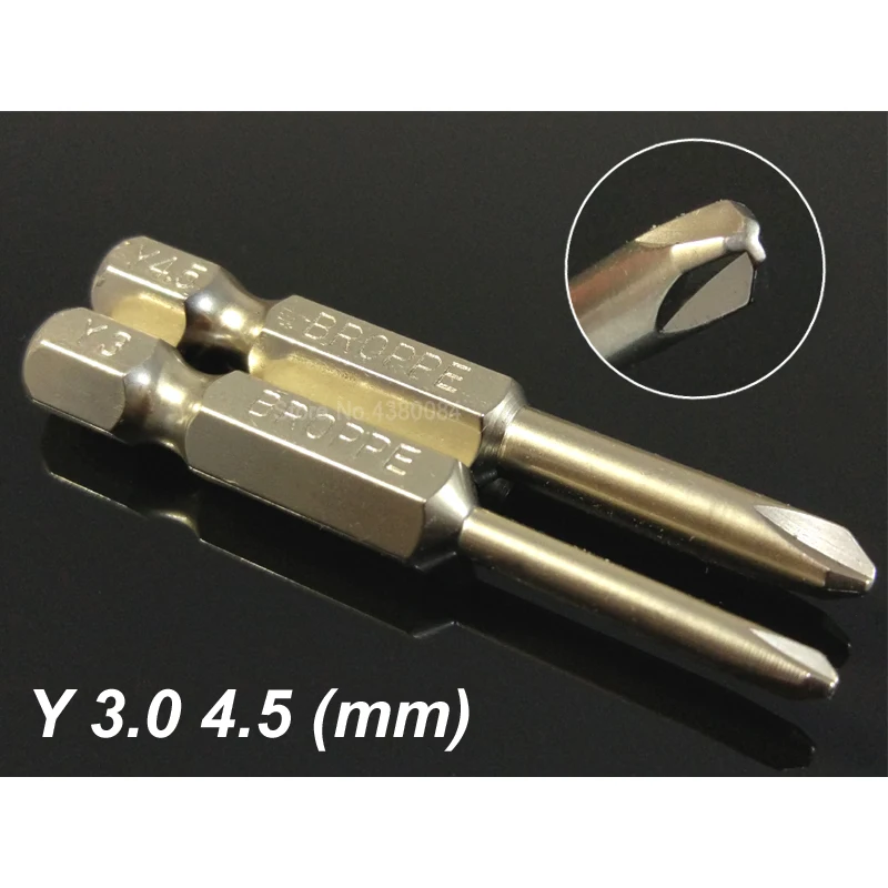 2Pcs Set 50MM Y Shaped Screwdriver Drill Bits 1/4" Hex Shank