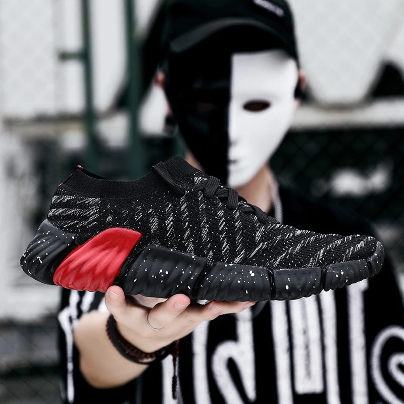 

Men Ourdoor Sneakers Sport Shoes For Women Mesh Flying Weave Breathable Non-slip High-top Basketball Shoes Men Tenis De Basquete