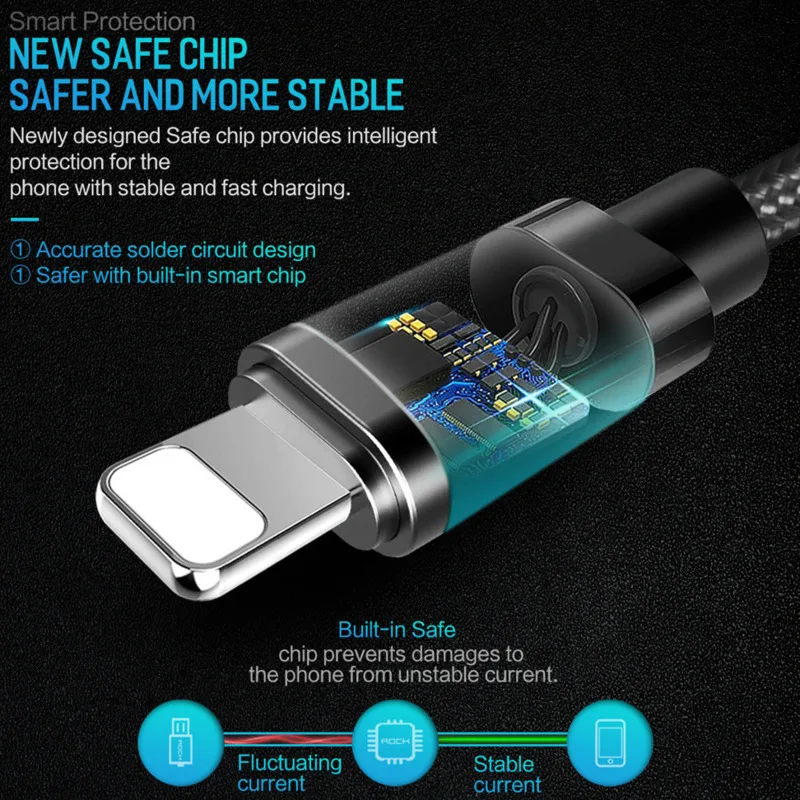 Кабель Rock Usb для Iphone Xs X 8 7 6 6s Plus 5 5S Se кабель быстрой зарядки синхронизации