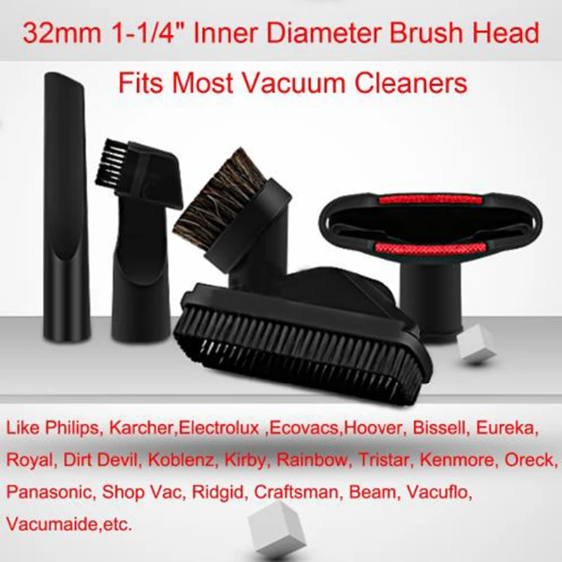

5pc Vacuum Cleaner Hoover Rods Tool Kit Floor Brush Nozzle Attachment New for Cleaning Corners Brushes Home Cleaning Part