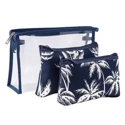 3 шт. косметический портативный мешок кокосовое дерево печатные туалетные принадлежности сумка-косметичка пылезащитный ПВХ прозрачный