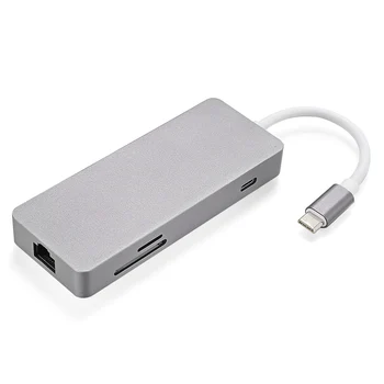 

Jimier HDMI Ethernet USB-C HUB Thunderbolt 3 Dock TF SD Charger Card Reader Multiport Adapter