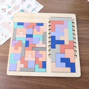 

Children 3 in 1 Wooden Building Blocks Game Early Educational Toys Infant Wooden Creative Versatile Jigsaw Wooden Toys Gift Set