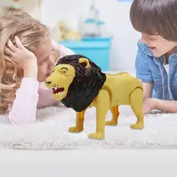 Новинка Моделирование Пластиковые Лев животные электрические игрушки с освещением ходьба звук животных модели для детей игрушка подарок