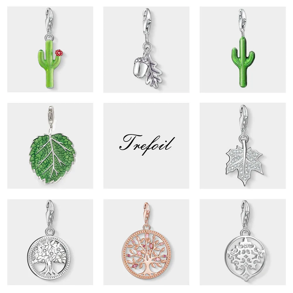 

Acorn Leaves Tree Cactus Charms Pendant, Fashion Jewelry 925 Sterling Silver Trendy Gift For Women Men Fit Bracelet Necklace