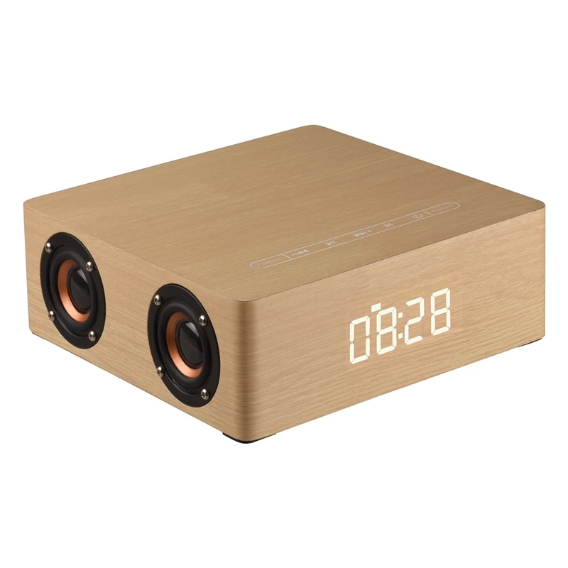 Деревянный Bluetooth будильник динамик 3600 мАч батарея Поддержка аудио вход TF карта