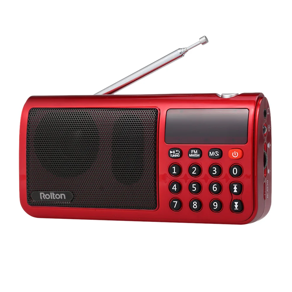 

Rolton T50 FM+MW+SW 3-Band Digital Radio Portable USB Wired Computer HiFi Stereo Radio TF Music Player for iPod PC Phone