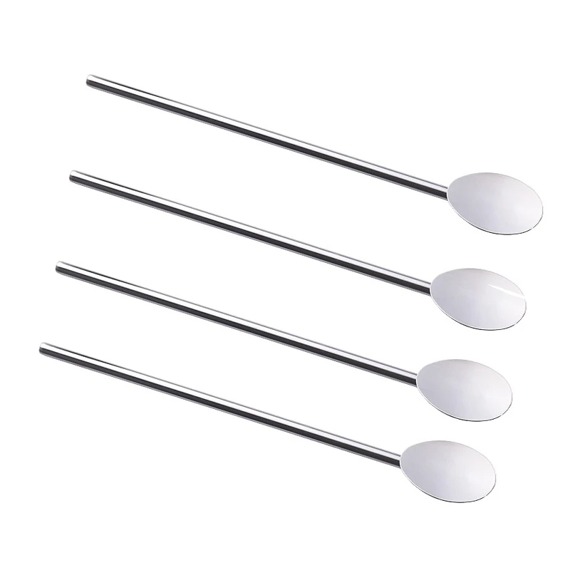 

Spoon Straws Stainless Steel by Pack of 4 | Drinking Straws & Stirrers Perfect for Smoothies, Milkshakes, Slush, Tea and Coffe