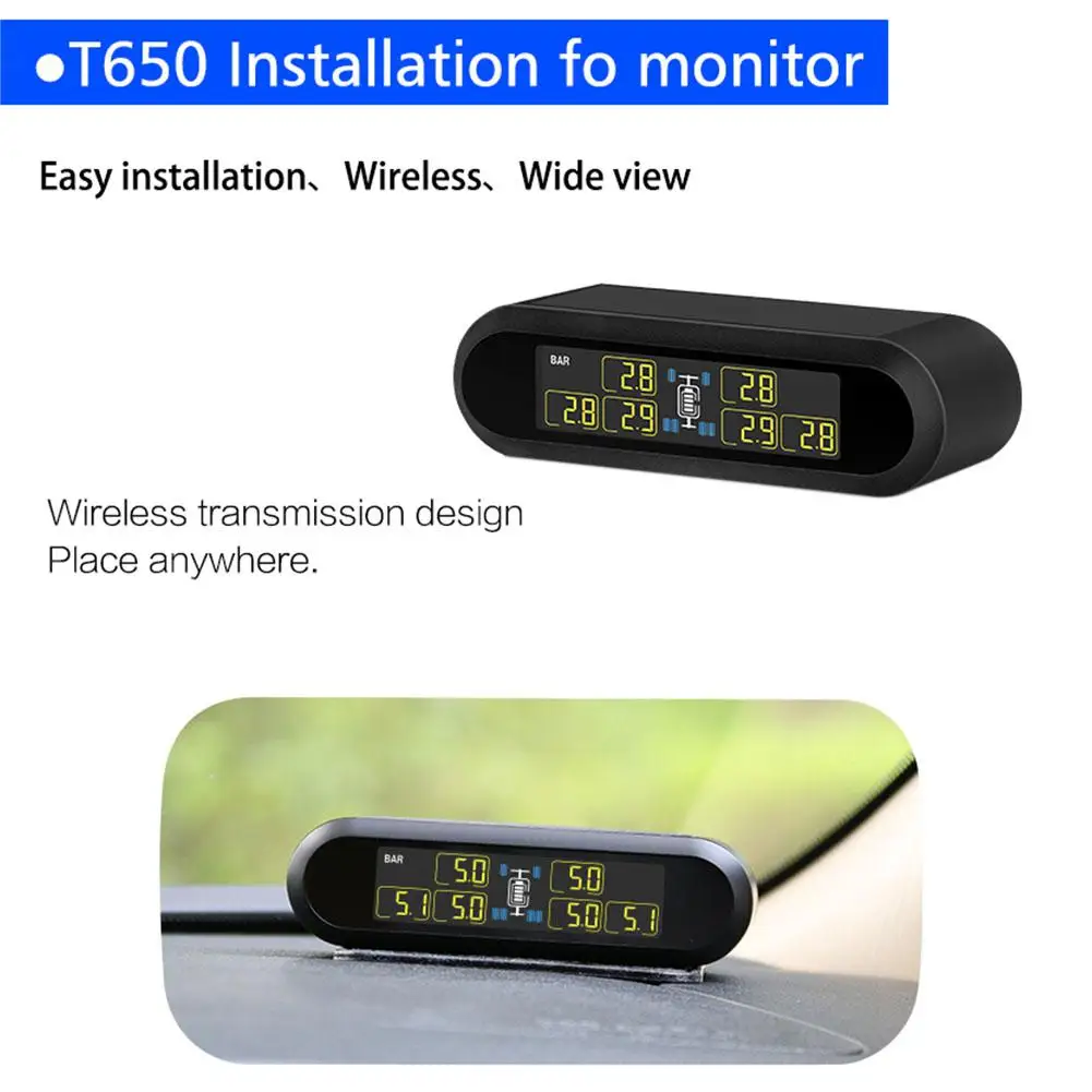  Sistema de control de presión de neumáticos USB TPMS LCD Universal sistema de alarma 6 sensores ext