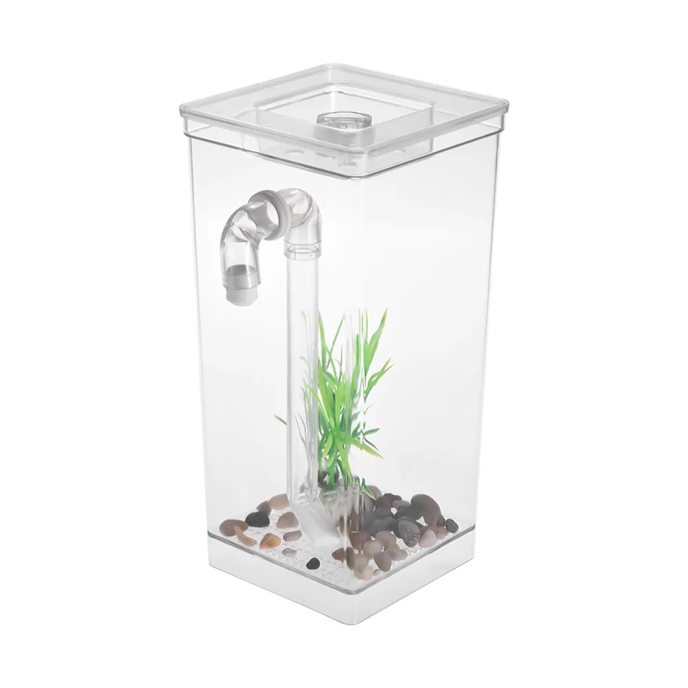

DADYPET Wonderful Self Cleaning Small Fish Tank Bowl Convenient Acrylic Desk Aquarium Office Home Decor Creative Gifts 2.8L