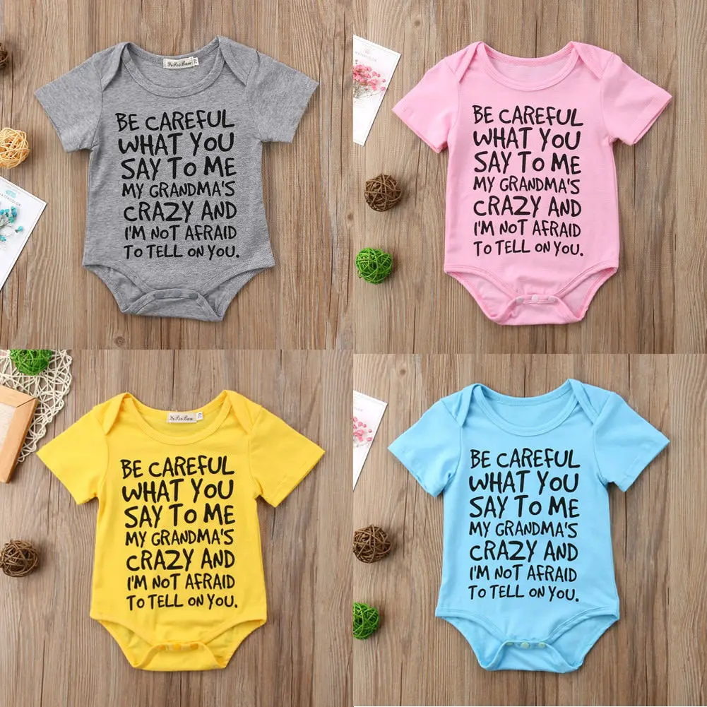 

Emmabay Unisex Short Sleeve Baby Jumpsuits Baby Boy Girl Toddler Grandma Romper Jumpsuit Clothes Outfit