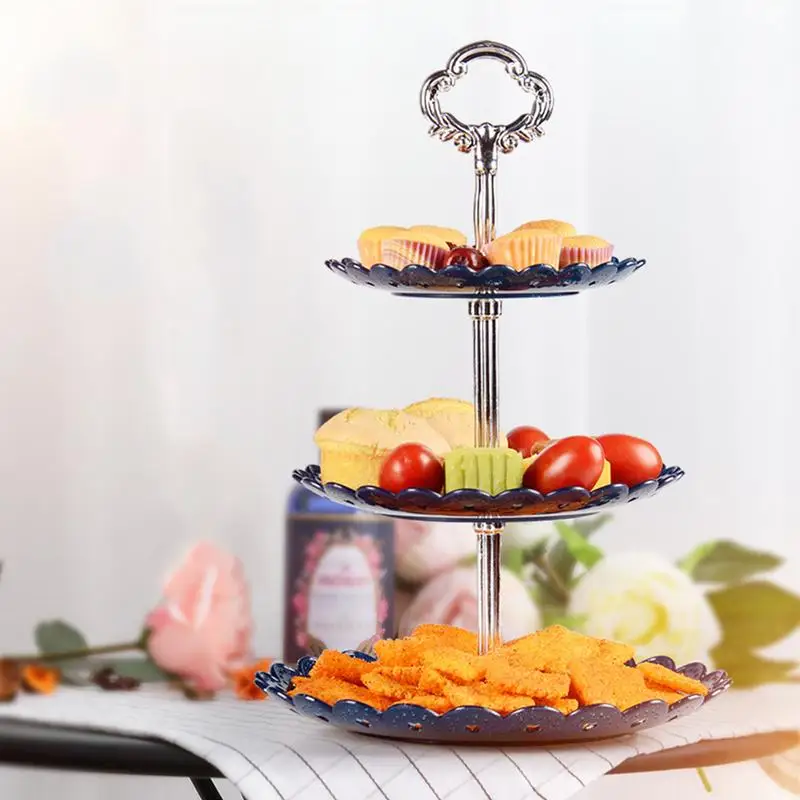 Новинка трехслойная Фруктовая тарелка подставка для тортов десертов стойка для хранения овощей для свадебной вечеринки фруктовый кекс на день рождения тарелка подставка
