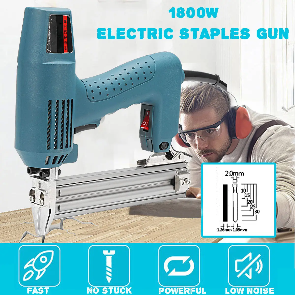 Electric Nailer 10-30mm 220V 1800W Framing Tacker Electric Nail Staple for Guns Woodworking Tool DIY Hand Tool