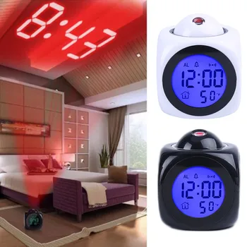

Gosear Multi-function Projection Alarm Clock Digital LED Temperature Display Voice Sounds Table Clocks with Snooze Function