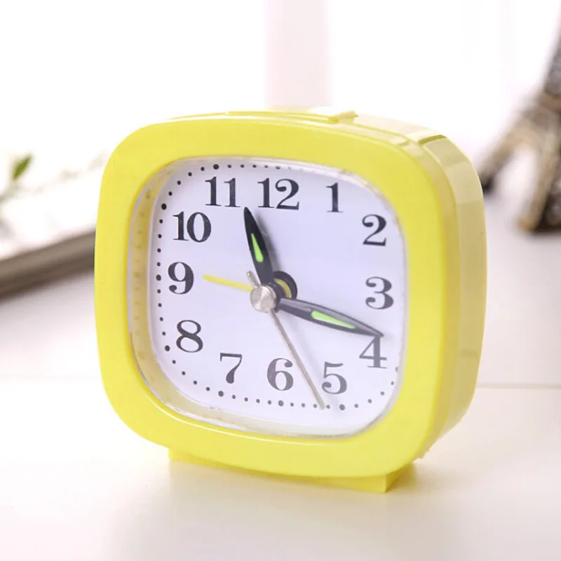 Rectangle/Square/Round Shape Small Quartz Alarm Clock Bed Compact Stylish Accs