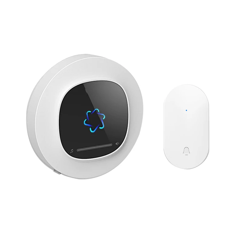 

Self-powered Waterproof Wireless Doorbell No Battery LED Light 200M Home Cordless Bell 58 Chime 1 Button 1 Receiver(US Plug)